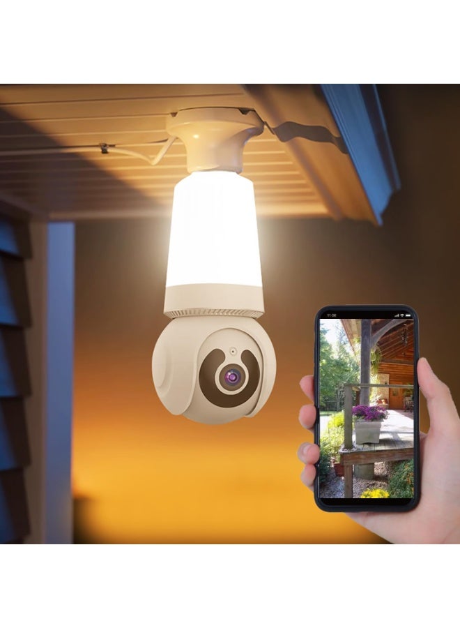 Light Bulb Security Camera, Wireless Indoor/Outdoor Camera with Socket, Smart Human Detection, Live View, 2-Way Audio, LED Camera with App Remote Control, White